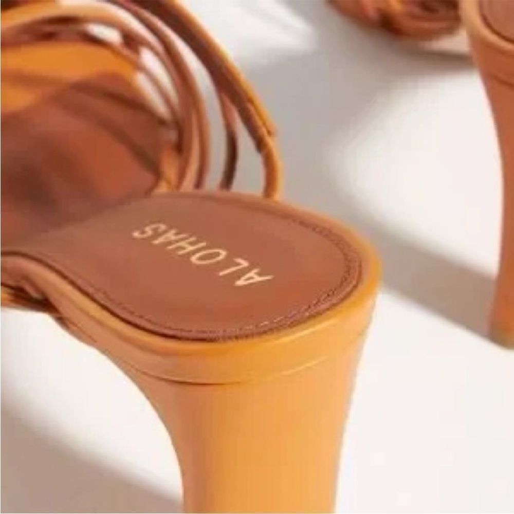 NEW ALOHAS x Anthropologie Strappy Heels Tan EU 40 US 10 - Picture 3 of 10